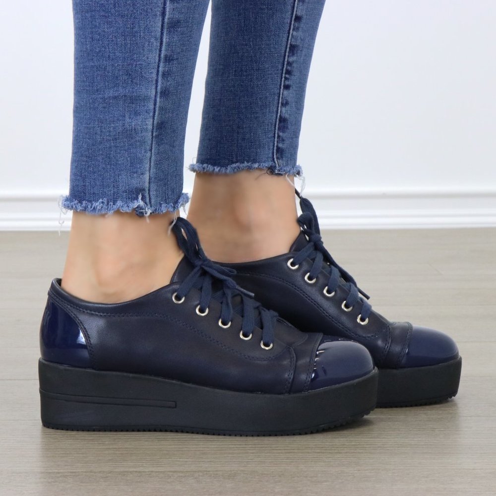 Navy Fashion Creeper Sneakers - Picture 3 of 7